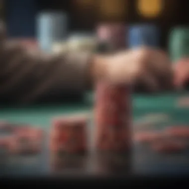 Close-up of poker chips and cards