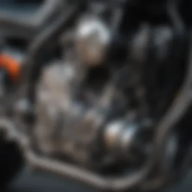 Close-up of MotoGP bike engine revving up