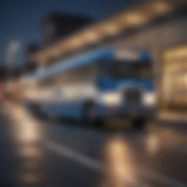 A Greyhound bus parked at a station ready for departure