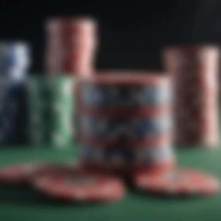 Stack of high-value numbered poker chips