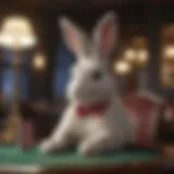 Elegant poker bunny sitting at a table