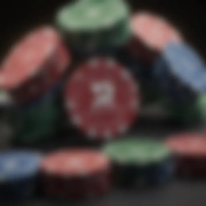 Abstract artistic representation of poker chips with varying values