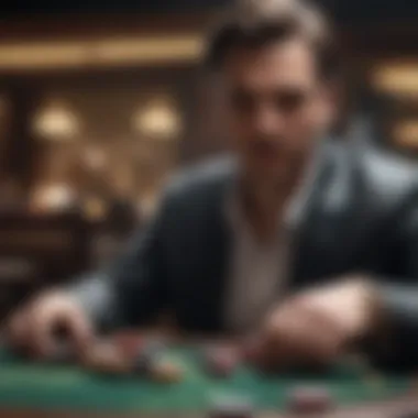 Professional blackjack player in action