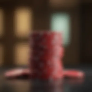 Strategic Red Chips Stacked on Casino Table