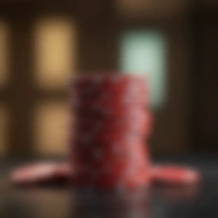 Strategic Red Chips Stacked on Casino Table