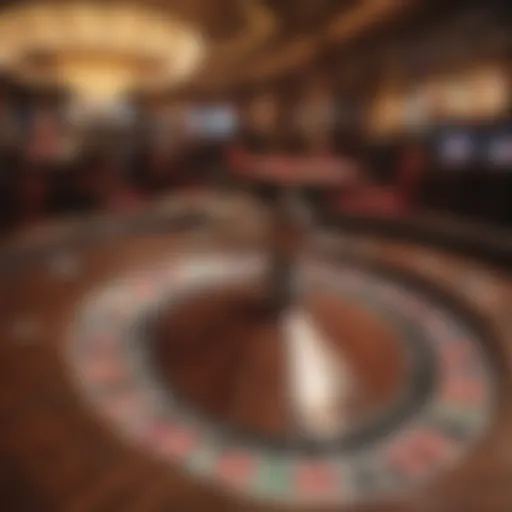 Elegant roulette wheel spinning in a luxurious casino setting