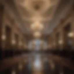 Elegant lobby with crystal chandeliers