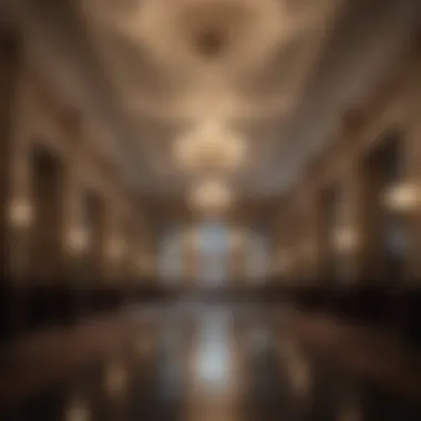 Elegant lobby with crystal chandeliers