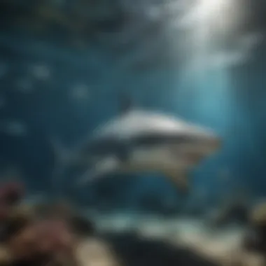 A stunning underwater scene showcasing diverse shark species