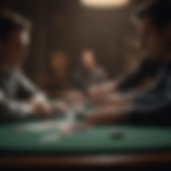 Silhouettes of poker players in intense gameplay