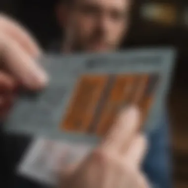 Revealing a Winning Ticket A close-up of a hand revealing a winning scratch-off ticket
