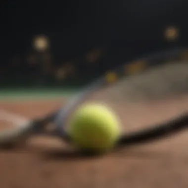 Close-up of a tennis ball and racket