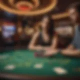 Blackjack tournament table with intense gameplay