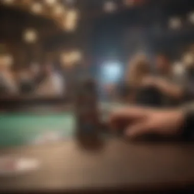 Poker tournament table with intense gameplay