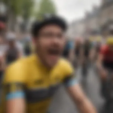 Crowds cheering at the Tour de Flanders event