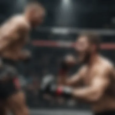 UFC fighters in intense battle stance