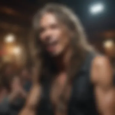 Steven Tyler interacting with ecstatic fans in the front row