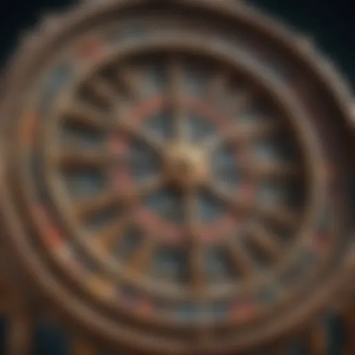 An ornate Wheel of Fortune machine highlighting its intricate design