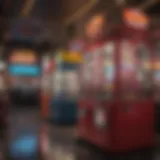 Colorful array of Vegas claw machines