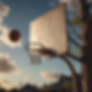 Vintage basketball hoop against dramatic sky, symbolizing the origins of the game