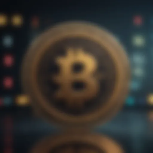 Virtual currency symbol on a futuristic digital screen