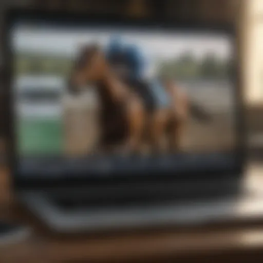 A laptop displaying a horse racing betting website